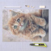 かわいいジンジャーフワフワの子猫 薄葉紙 (クラフト)