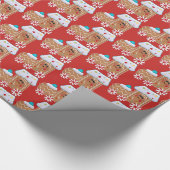 かわいいジンジャーブレッドのクッキーのクリスマス・パーティのタイルを張られた覆い ラッピングペーパー (角)