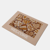 かわいいジンジャーブレッドのクリスマスの休日の玄関マット ドアマット (アングル)