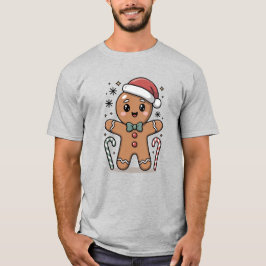 かわいいジンジャーブレッドのクリスマスキャラクターデザイン Tシャツ
