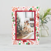 かわいいジンジャーブレッドのクリスマスグリーティングフォト シーズンカード (スタンド正面)
