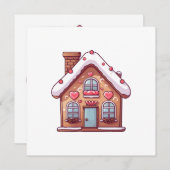 かわいいジンジャーブレッドのクリスマスハウス シーズンカード (正面/裏面)