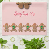 かわいいジンジャーブレッドの女性Withパーティー向きのドレス キッチンタオル (折り畳み)