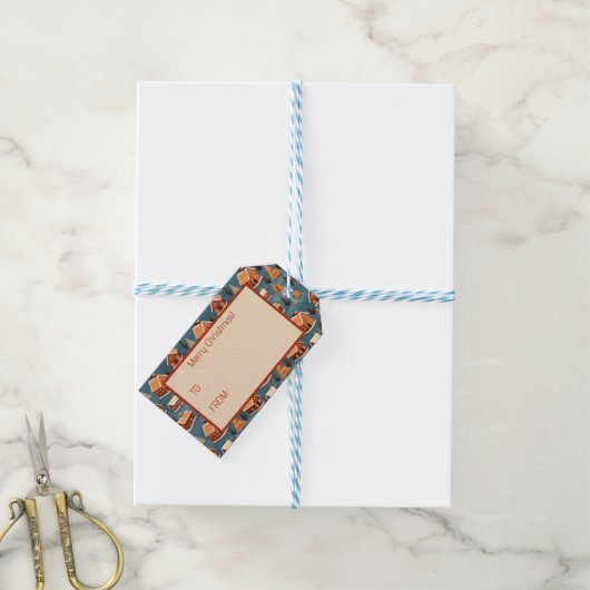 かわいいジンジャーブレッドの家と木 ギフトタグ (より糸つき)