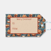 かわいいジンジャーブレッドの家と木 ギフトタグ (正面(横))