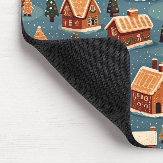 かわいいジンジャーブレッドの家と木 マウスパッド (コーナー)