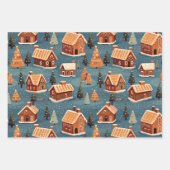かわいいジンジャーブレッドの家と木 ラッピングペーパーシート (正面)