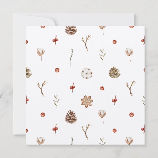 かわいいジンジャーブレッドの狐のホリデーグリーティングカード 招待状 (裏面)