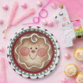 かわいいジンジャーブレッドの顔の紙皿 ペーパープレート (パーティー)