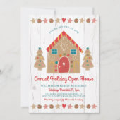かわいいジンジャーブレッドオープンハウス素朴クリスマスパーティー 招待状 (正面)