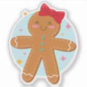 かわいいジンジャーブレッドガールクッキーズアートスケッチ シール (正面)