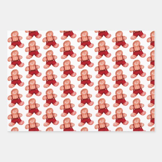 かわいいジンジャーブレッドクッキーのクリスマスベビーシャワー ラッピングペーパーシート (正面3)