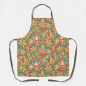 かわいいジンジャーブレッドクッキーのクリスマスホリデー エプロン (正面)