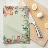 かわいいジンジャーブレッドクッキーファミリークリスマスキッチンT キッチンタオル (四つ折り)