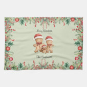 かわいいジンジャーブレッドクッキーファミリークリスマスキッチンT キッチンタオル (横)