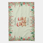 かわいいジンジャーブレッドクッキーファミリークリスマスキッチンT キッチンタオル (縦)