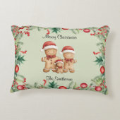 かわいいジンジャーブレッドクッキー家族のクリスマス アクセントクッション (裏面)