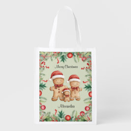 かわいいジンジャーブレッドクッキー家族のクリスマス エコバッグ