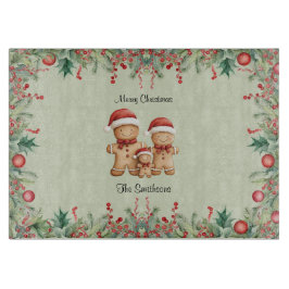 かわいいジンジャーブレッドクッキー家族のクリスマス カッティングボード