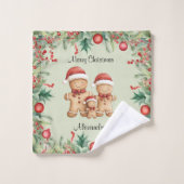 かわいいジンジャーブレッドクッキー家族のクリスマス バスタオルセット (ウォッシュタオル)
