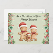 かわいいジンジャーブレッドクッキー家族のクリスマス ポストカード (正面/裏面)