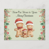 かわいいジンジャーブレッドクッキー家族のクリスマス ポストカード (正面)