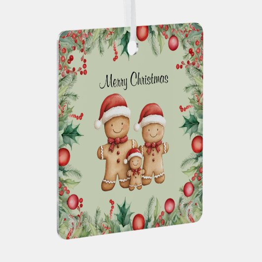 かわいいジンジャーブレッドクッキー家族のクリスマス メタルオーナメント (正面右)