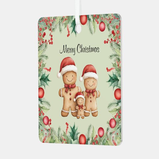 かわいいジンジャーブレッドクッキー家族のクリスマス メタルオーナメント (正面左)