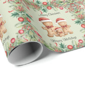かわいいジンジャーブレッドクッキー家族のクリスマス ラッピングペーパー (ロールコーナー)