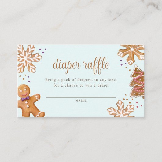 かわいいジンジャーブレッドクッキー赤ちゃんシャワーおむつラッフル エンクロージャーカード (正面)