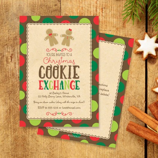かわいいジンジャーブレッドクリスマスパーティークッキー交換 招待状