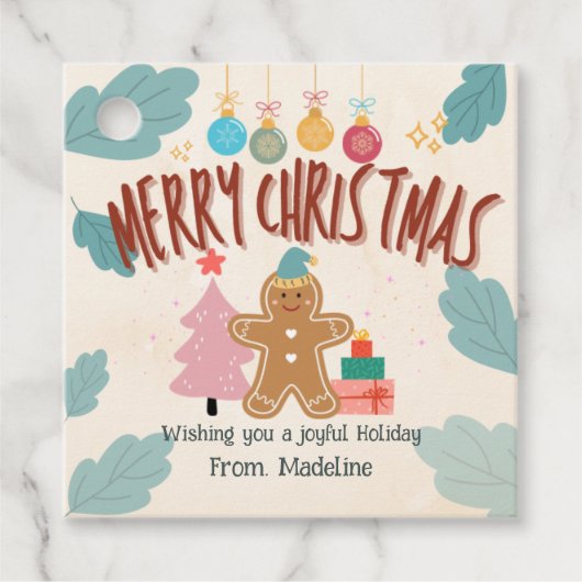 かわいいジンジャーブレッドクリスマスホリデースティッカー フェイバータグ (正面)