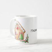かわいいジンジャーブレッドハウスカスタムクリスマスマグカップ コーヒーマグカップ (正面左)