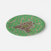 かわいいジンジャーブレッドハウスジンジャーブレッドカップル ペーパープレート (アングル)