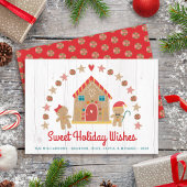 かわいいジンジャーブレッドハウススウィートウィッシュ素朴ウッド シーズンカード