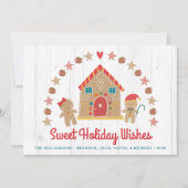 かわいいジンジャーブレッドハウススウィートウィッシュ素朴ウッド シーズンカード (正面)