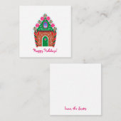 かわいいジンジャーブレッドハウスミニクリスマス ノートカード (正面/裏面)