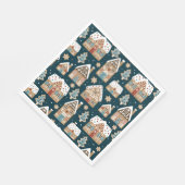 かわいいジンジャーブレッドハウス&クッキーブルークリスマス スタンダードランチョンナプキン (角)