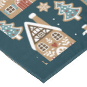 かわいいジンジャーブレッドハウス&クッキーブルークリスマス テーブルクロス (アングル)