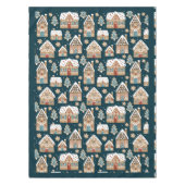 かわいいジンジャーブレッドハウス&クッキーブルークリスマス テーブルクロス (正面)