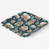 かわいいジンジャーブレッドハウス&クッキーブルークリスマス ペーパープレート (傾斜あり)