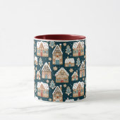 かわいいジンジャーブレッドハウス&クッキーブルークリスマス マグカップ (中央)