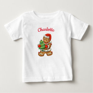 かわいいジンジャーブレッドパーソナライズされたの名前 ベビーTシャツ
