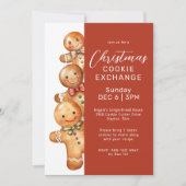 かわいいジンジャーブレッドファミリークッキー交換パーティー 招待状 (正面)