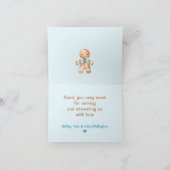 かわいいジンジャーブレッドブルーボーイクリスマス赤ちゃんシャワー サンキューカード (内部)