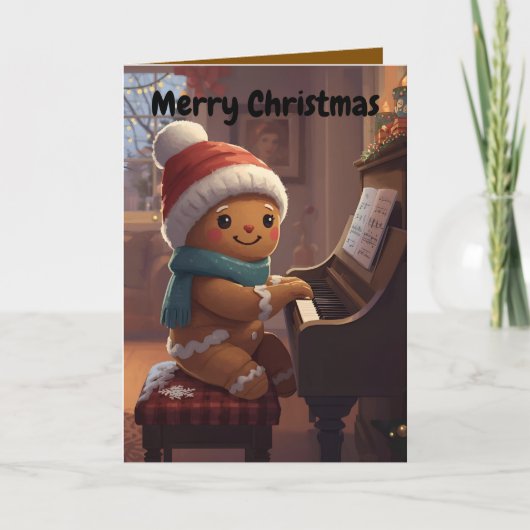 かわいいジンジャーブレッドボーイのクリスマス フォールディング ホリデー カード (正面)