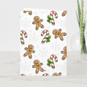 かわいいジンジャーブレッドマンとサンタハットクリスマス カード (裏面)