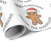 かわいいジンジャーブレッドマンとサンタハットクリスマス ラッピングペーパー (ロールコーナー)