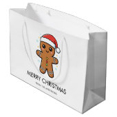 かわいいジンジャーブレッドマンとサンタハットクリスマス ラージペーパーバッグ (裏面アングル)