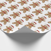 かわいいジンジャーブレッドマンとサンタハット ラッピングペーパー (角)